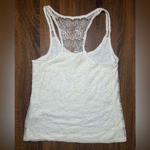 Abercrombie & Fitch Lace Tank Top Double Layer White Cream Women’s size Medium - Picture 2 of 8